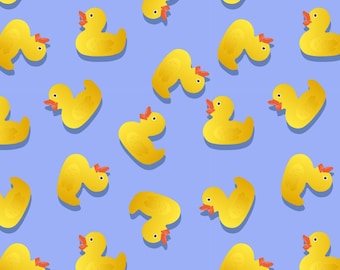 Estampado de bonito pato de goma, tela 100 % algodón puro, compra por media yarda, el ancho se fija en 57 pulgadas