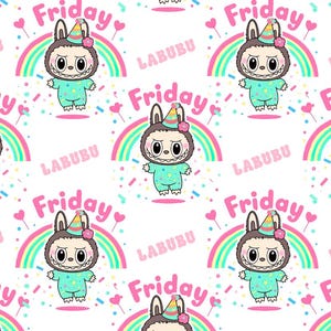 LABUBU FridayPattern Style Print,100% Pure Cotton Fabric,Buy By Half Yard,Width is fixed at 57 inches
