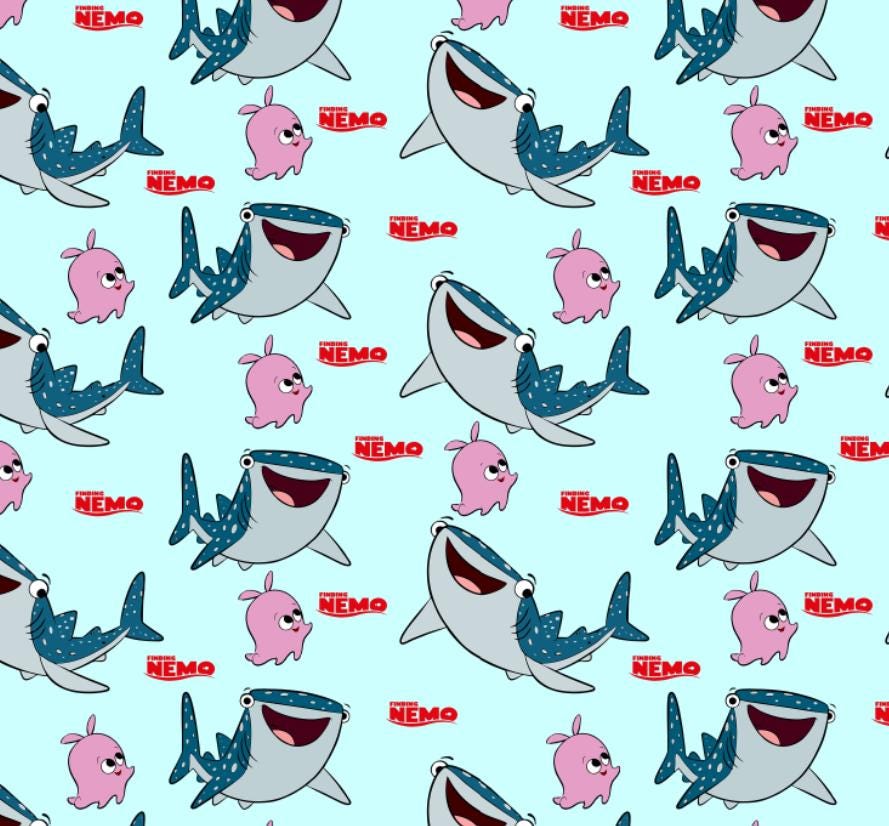 Nemo Repeated Pattern Cute Shark Nemo Pattern Style Print,100% Pure Cotton Fabric,buy by Half ...