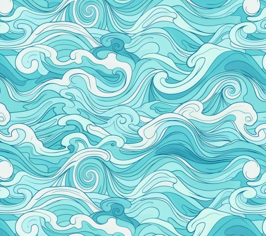 Ocean Wave Ripples Pattern Style Print,100% Pure Cotton Fabric,buy by ...
