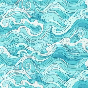 Ocean Wave Ripples Pattern Style Print,100% Pure Cotton Fabric,Buy By Half Yard,Width is fixed at 57 inches
