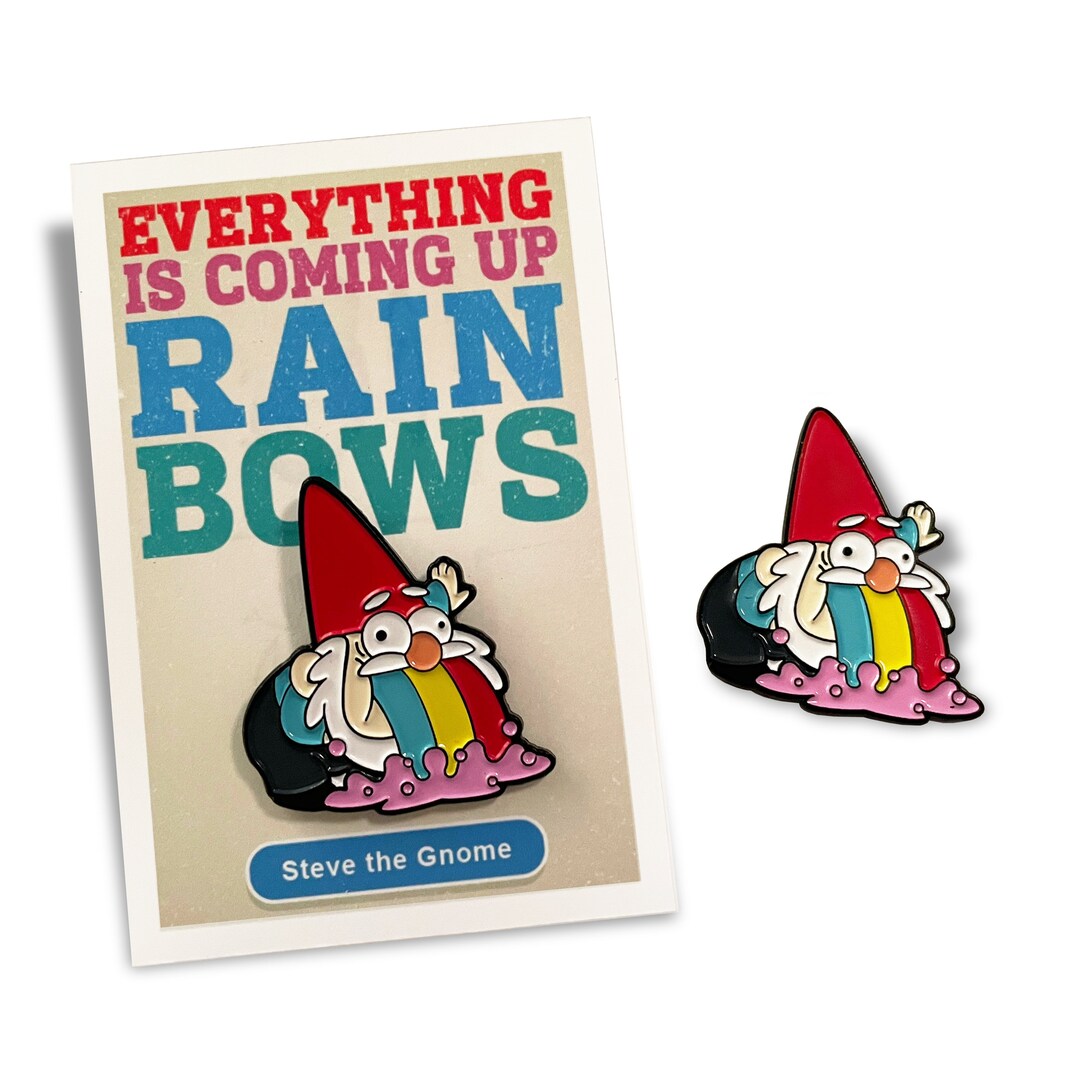 Rainbow Puking Gnome Pin - Etsy