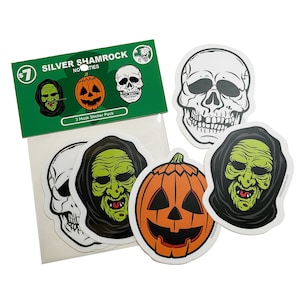 Halloween 3 silberfarbene Kleeblatt-Aufkleber