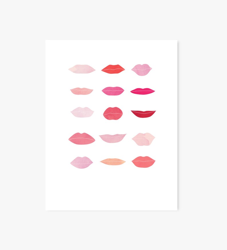 Beauty Obsessed Stylish Bathroom Decor Feminine Home Decor Lips Art Print
