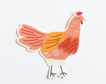 Chicken sticker | Colorful hen die-cut vinyl | water bottle + laptop decal