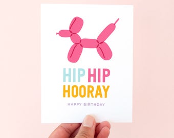 Birthday Card | Balloon Dog Happy Birthday Greeting Card | Balloon Animal Celebration