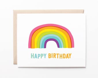 Birthday Card | Rainbow Happy Birthday Greeting Card | Colorful Birth Day | A2 size