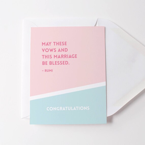Wedding Blessings Greeting Card Rumi Quote Marriage Etsy
