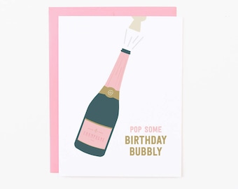 Birthday Card | Birthday Bubbly Greeting Card | Champagne Celebration