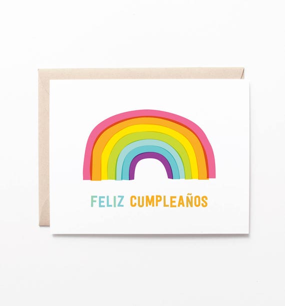Birthday Greeting Card Arco Iris Feliz Cumpleaños Spanish Rainbow Happy Birthday - 