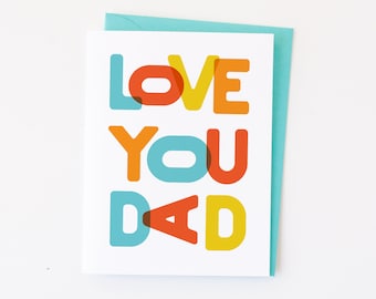 Father's Day Card | Love You Dad | Minimal + colorful typographic card