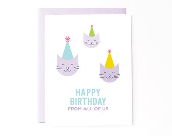 Group Birthday Card | All of Us Kittens Greeting Card | Celebrating Birthday Cats