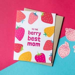 Mother's Day Card | Berry Best Mom | Strawberry Food Pun