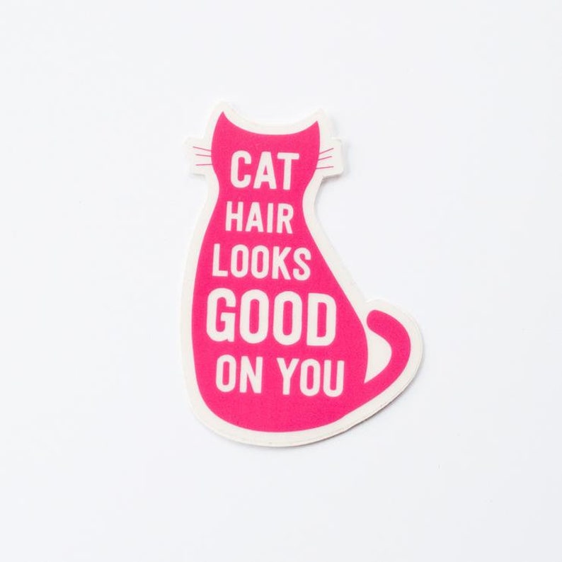 Cat Hair sticker Funny cat love die cut vinyl decal image 1