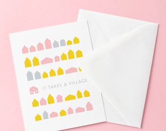 It Takes A Village | All Occasion Greeting Card | Community Card | Thank You Card | Thinking of You Card