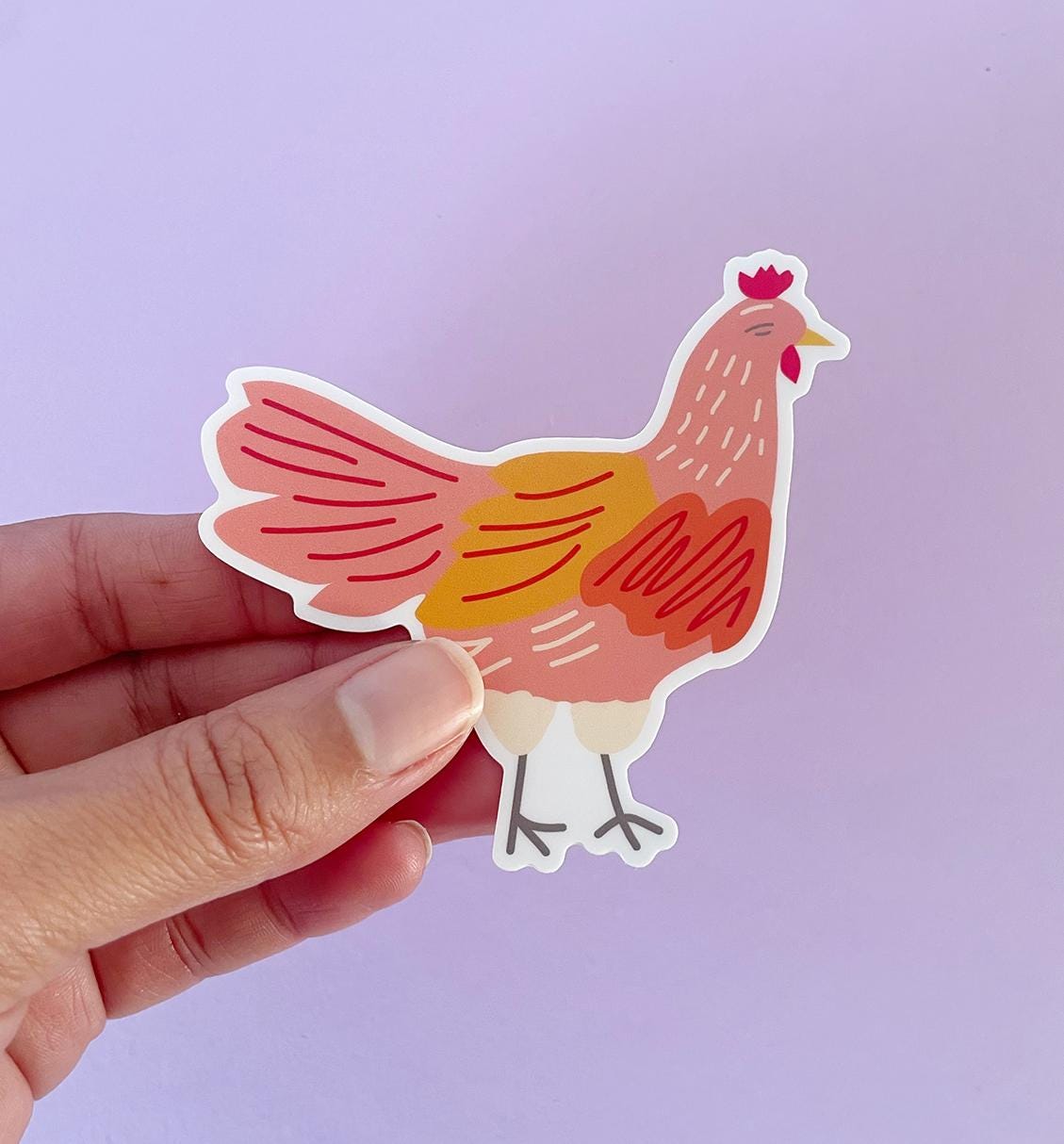 Chicken Sticker | Colorful Hen Die-cut Vinyl | Water Bottle + Laptop ...