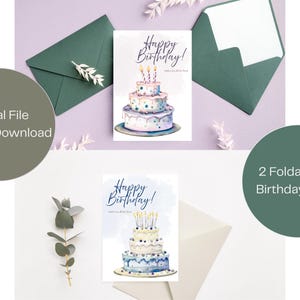 2 Kuchen alles Gute zum Geburtstag Karten Bündel | Druckbare A4 + A6 + A5 alles Gute zum Geburtstag Karten | Kuchen Design | Sofort Download