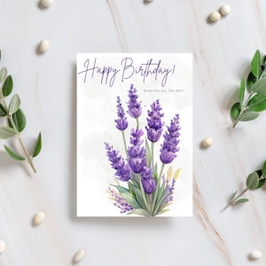 Cartão de aniversário para impressão Hyacinth I Formato A6 I Cartão de felicitações dobrável I Design Canva I Arquivo digital I Download instantâneo
