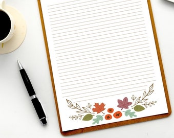 Fall Autumn Floral flourish blank letter stationary | JW Letter Writing Stationary | Instant Download