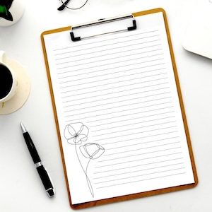Flores simples carta en blanco estacionaria / JW Carta escritura estacionaria / Descarga instantánea