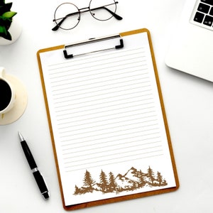 Otoño Otoño silueta de montaña carta en blanco estacionaria / JW Escritura de cartas estacionaria / Descarga instantánea