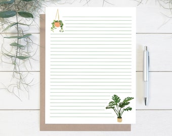 Houseplants blank letter stationary | JW Letter Writing Stationary | Instant Download