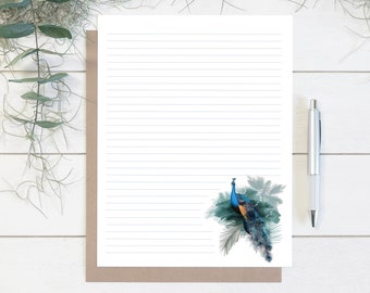 Peacock blank letter stationary | JW Letter Writing Stationary | Instant Download | Digital FIle