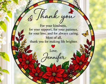 Personalized Thank You 3d textured Stained Glass Suncatcher, Custom Teacher Appreciation Gift, Coworker Gift, Mentor Gift