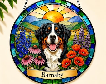 Ritratto 3D personalizzato di cane in vetro colorato, acchiappasole, regalo commemorativo personalizzato per animali domestici, ricordo della perdita di un animale domestico