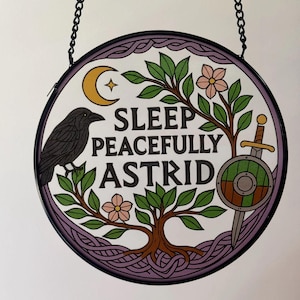 Personalized Stained Glass Raven Suncatcher: Gothic Library Window Decor