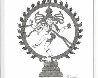 Nataraja Line Art Print: Shiva Cosmic Dance, Hindu Decor (Digital Download)