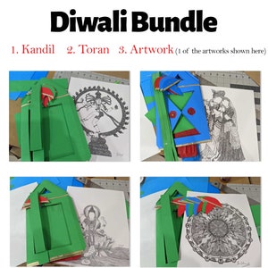 Diwali Bundle, Kandil Lantern Kit,Toran, Digital Artwork Printout