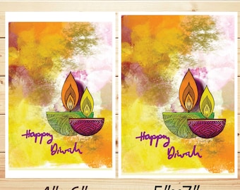 Happy Diwali Card Set: Printable Greeting Cards (PDF)