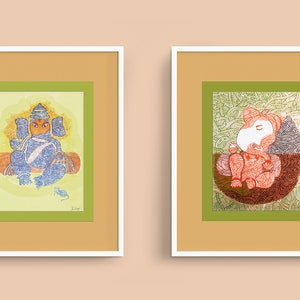 GANESHA PRINT SET, Ganesha Wall Art, Wall Art Classic