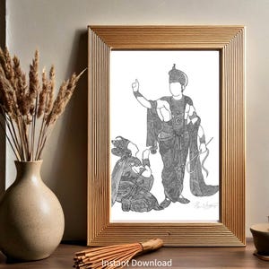 Krishna and Arjuna Art: Bhagavad Gita, Hindu Spiritual Decor (Digital Download)