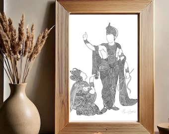 Krishna and Arjuna Art: Bhagavad Gita, Hindu Spiritual Decor (Digital Download)