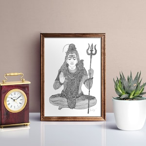 Impresión artística del Señor Shiva: Decoración espiritual hindú (descarga digital)