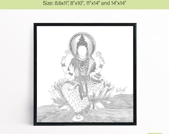 Shri Lakshmi Mata, Mother Laxmi, Contemporary Indian Art