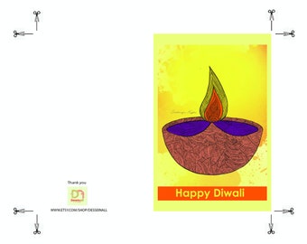 Hand-Drawn Diwali Greeting Card: Festival of Lights (PDF)