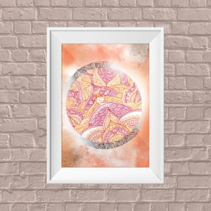 DOODLE WANDKUNST, Mandala Kunstwerk, abstrakte Line Art, Line Drawing Print, herunterladbare Drucke, Digitaler Antik Druck, Neues Zuhause Geschenk
