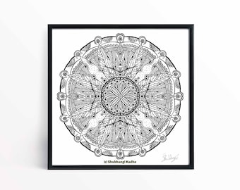 Mandala Coloring Page: Black and White Line Art (Digital Download)