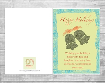 Retro Christmas Card, Printable Holiday Greeting Card