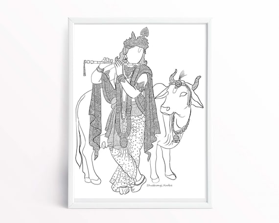 Venugopala Lord Krishna with His Cow  Exotic India Art