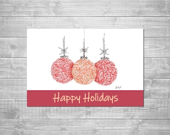 Holiday Greeting Card Set, Christmas Ornament design Printable