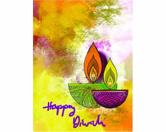 Hand-Drawn Diwali Greeting Card: Festival of Lights (Instant Download)