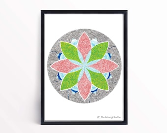 Sacred Geometry Mandala, Digital Download, Printable Wall painting, Intricate Line Art