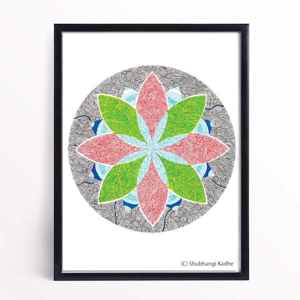 Sacred Geometry Mandala, Digital Download, Printable Wall painting, Intricate Line Art