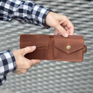 Leather minimalist wallet, slim bifold wallet, soft leather card wallet, custom handmade mens wallet, gift for dad, gift for women