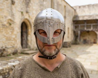 Steel Spangenhelm Helmet, Viking Nasal Guard, Knight Headwear, LARP SCA Armor
