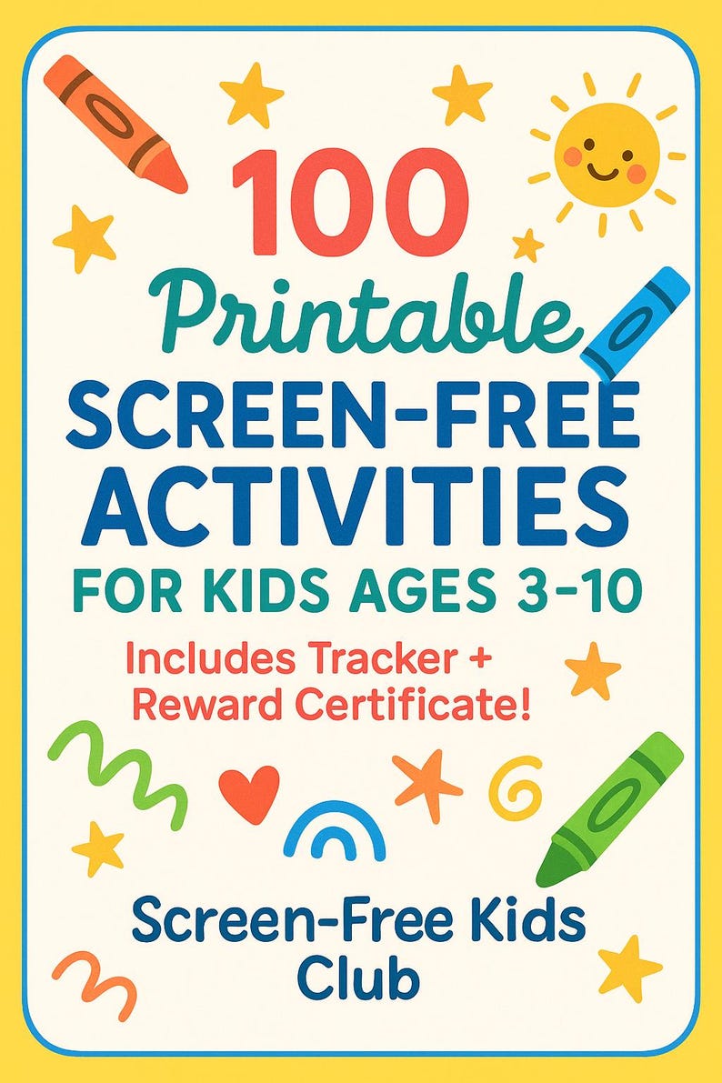 100 Screen-free Activities for Kids, Printable Challenge Tracker and ...